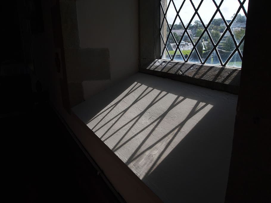 Window, Pattern, Leaded, Shadow, Glass, door, day, indoors, prison, sunlight