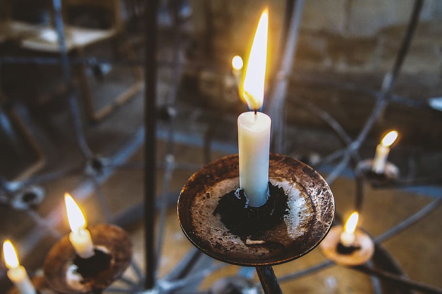 candle, church, england, norwich, close-up, candlestick, dusky, fire, burning, flame