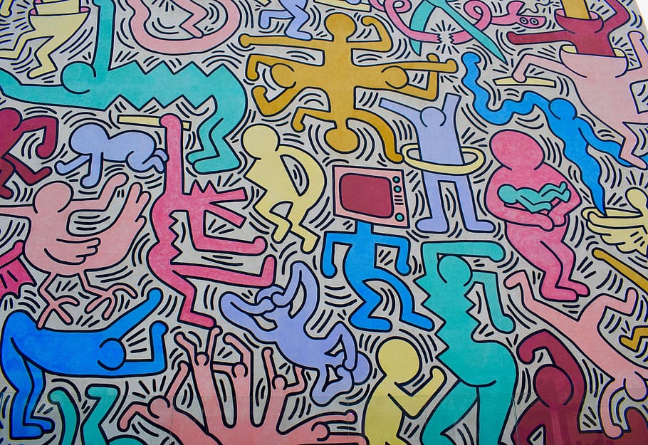 Keith Haring, Mural, Seni, Grafiti, dinding, warna, artis, menggambar, jalan, seni jalanan
