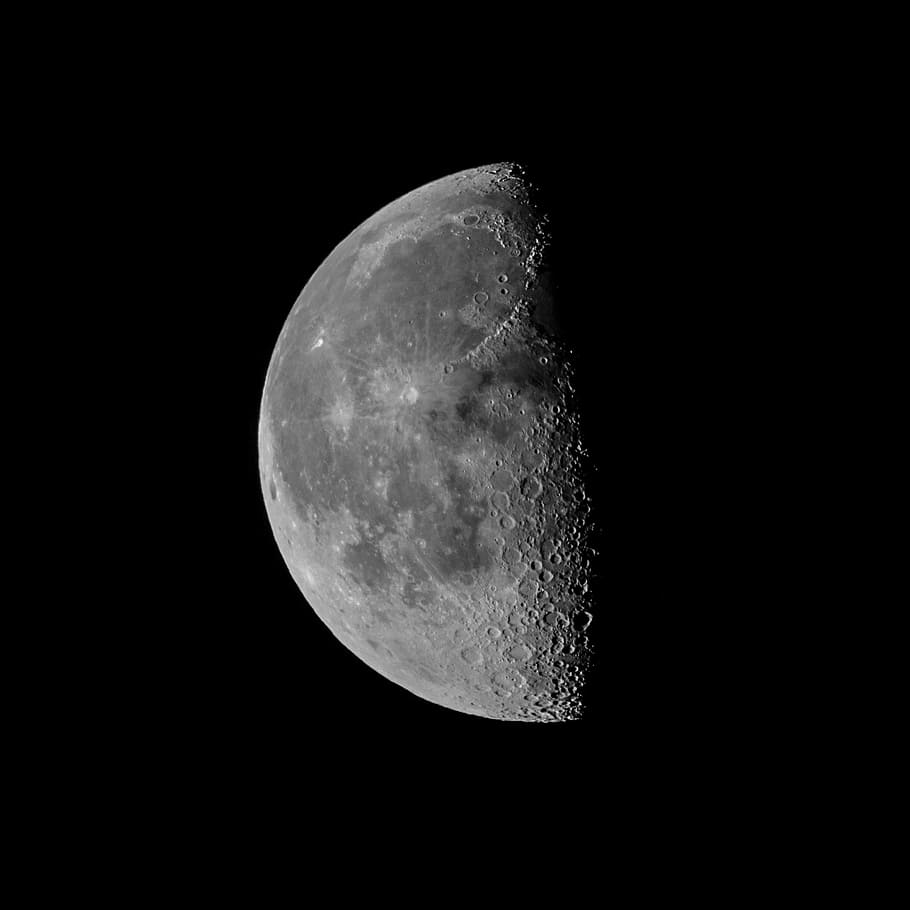 Terakhir, Quarter Moon, skala, foto, purnama, bulan, astronomi, ruang, permukaan bulan, malam