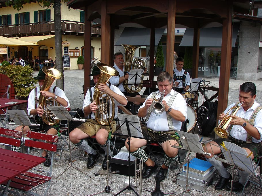 brass band, music, bavaria, tuba, costume, blowers, musical instrument, wind instrument, music band, instrument