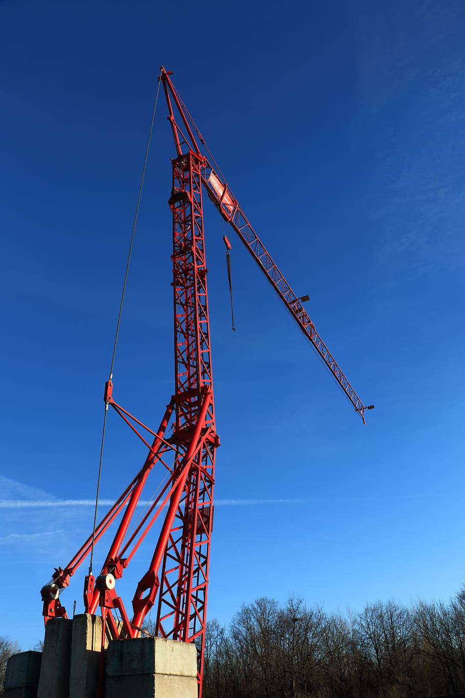 Crane, Technology, baukran, site, construction work, crane boom, boom, build, sky, red