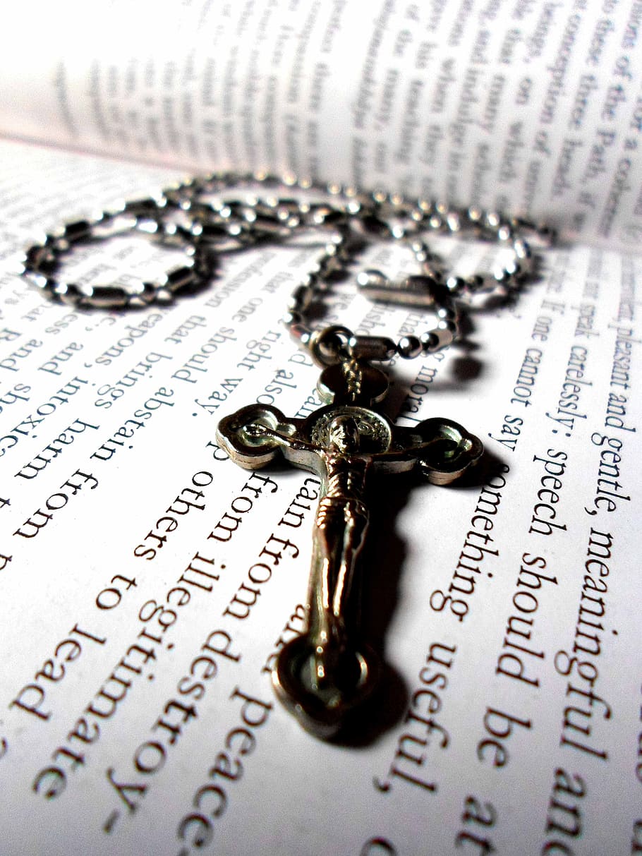 rosary, open, book, jesus, christ, cross, religious, bible, holy, holy book