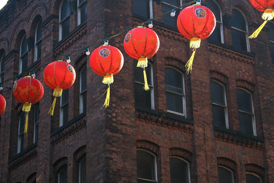 red chinese lanterns, chinese new year, chinese lanterns, chinatown, chinese, new, lantern, year, china, red