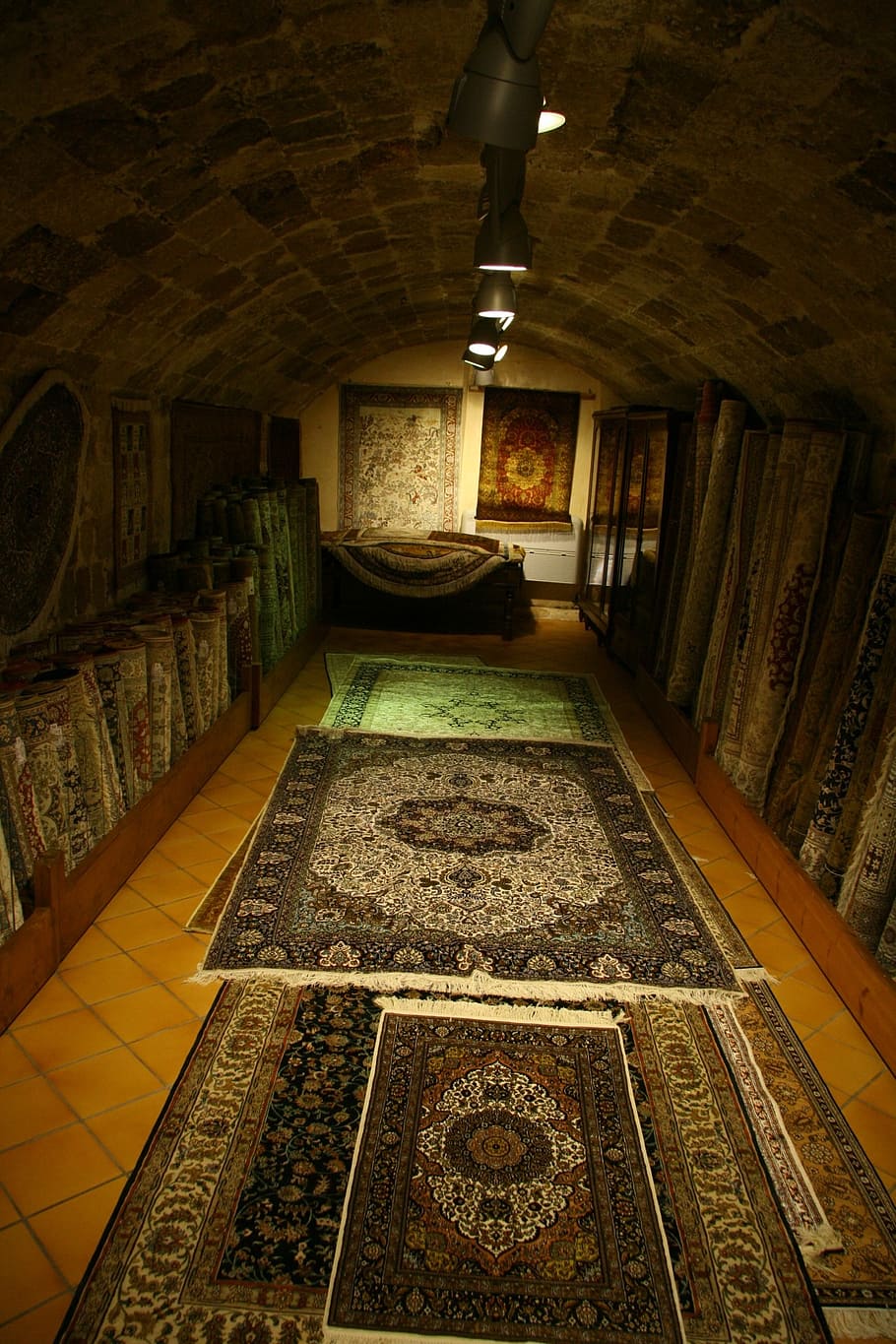 assorted-color persian rug lot, inside, room, rugs, carpets, market, store, shop, home, floor