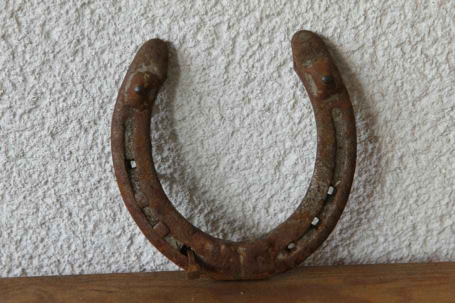 horseshoe, rusty, lucky charm, wood - Material, old, metal, iron - Metal, food, close-up, indoors