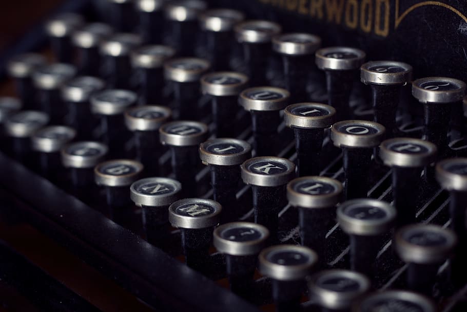 teclas de máquina de escribir, selectivo, foto de enfoque, vintage, máquina de escribir, viejo, máquina de escribir vintage, retro, antiguo, máquina