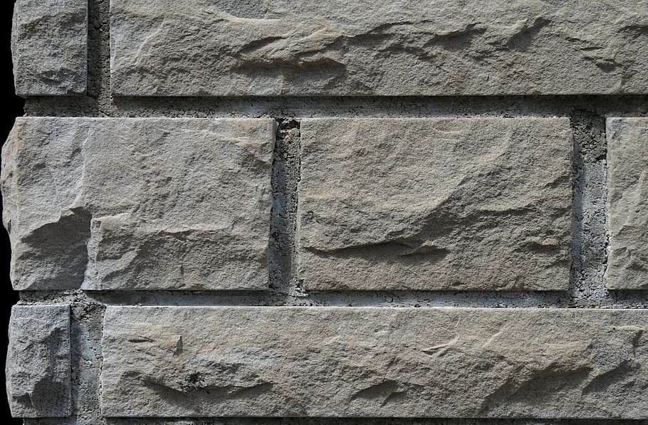 closeup, gray, concrete, wall, texture, stones, sand stone, sand-lime brick, mortar, joints