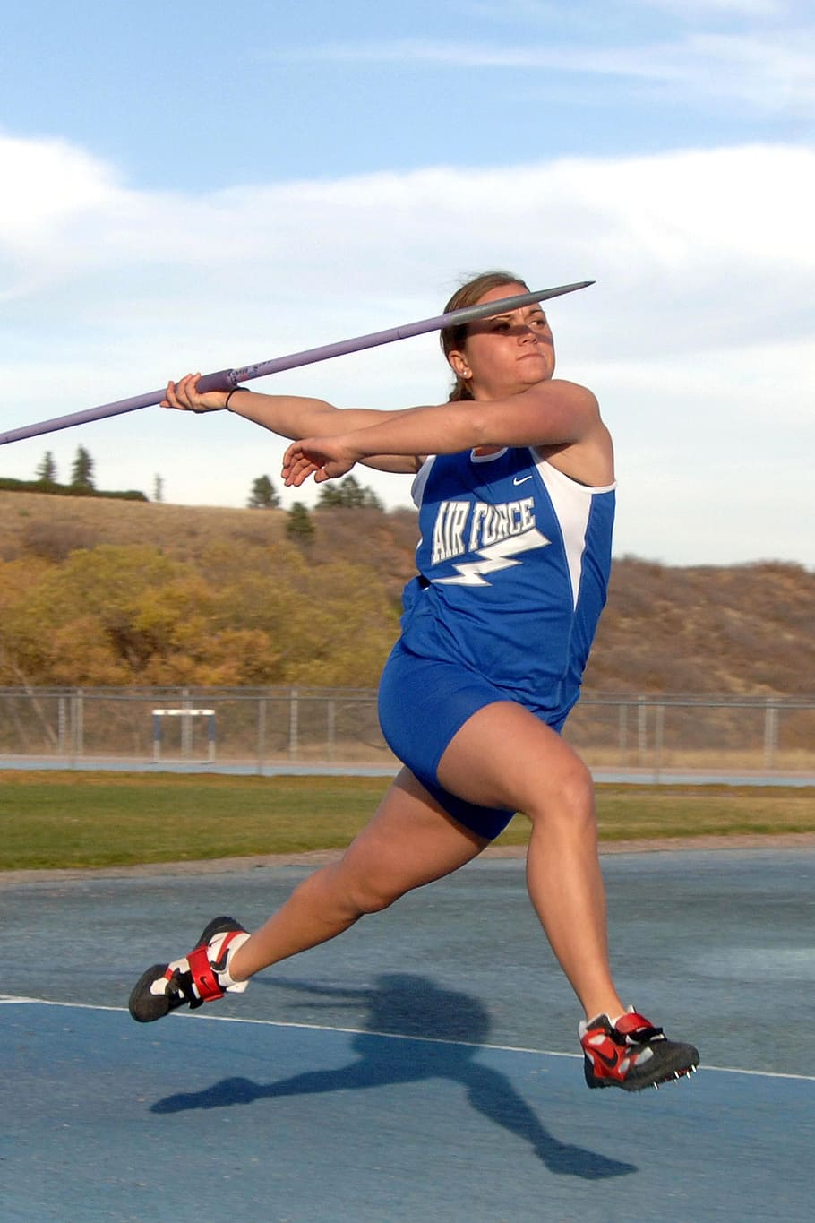 holding, metal spear, throw, running, Track And Field, Javelin, Woman, Female, throwing, training