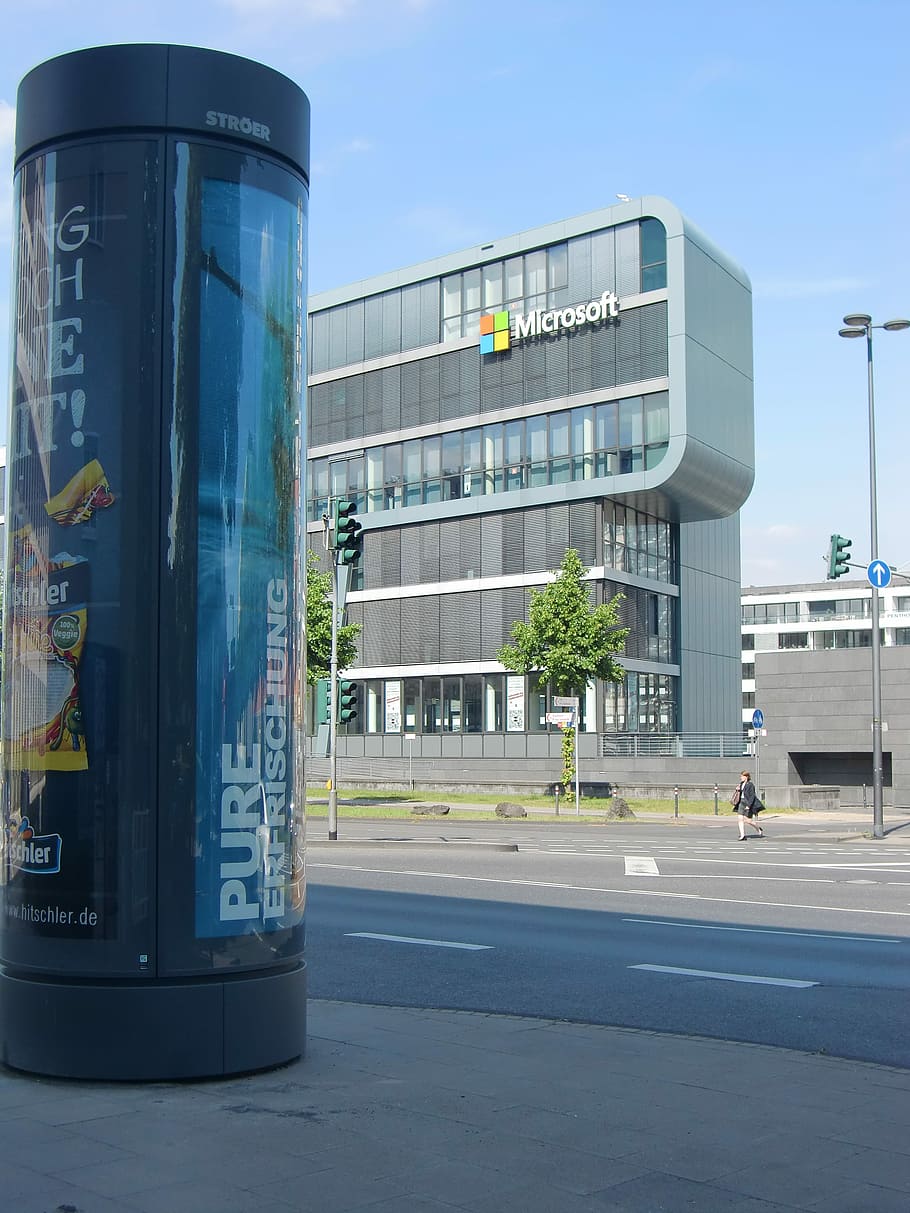 Building, Cologne, Facade, Architecture, house facade, modern, glass, microsoft, city, office building