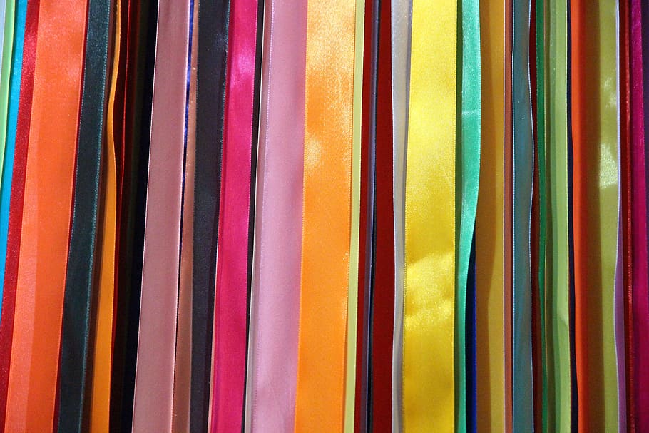 multicolored textile, Satin, Ribbons, Colored, Tape, satin ribbons, colored ribbons, multi colored, handsomely, bright