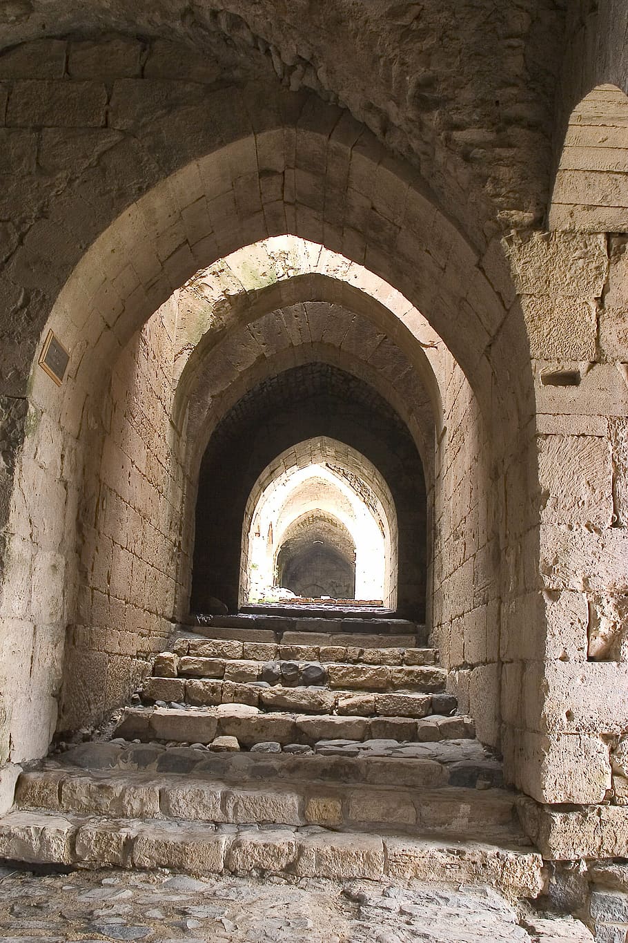 krak chevaliers, crusader, syria, kota kuno, arsitektur, struktur yang dibangun, tidak ada orang, lengkungan, sejarah, tangga