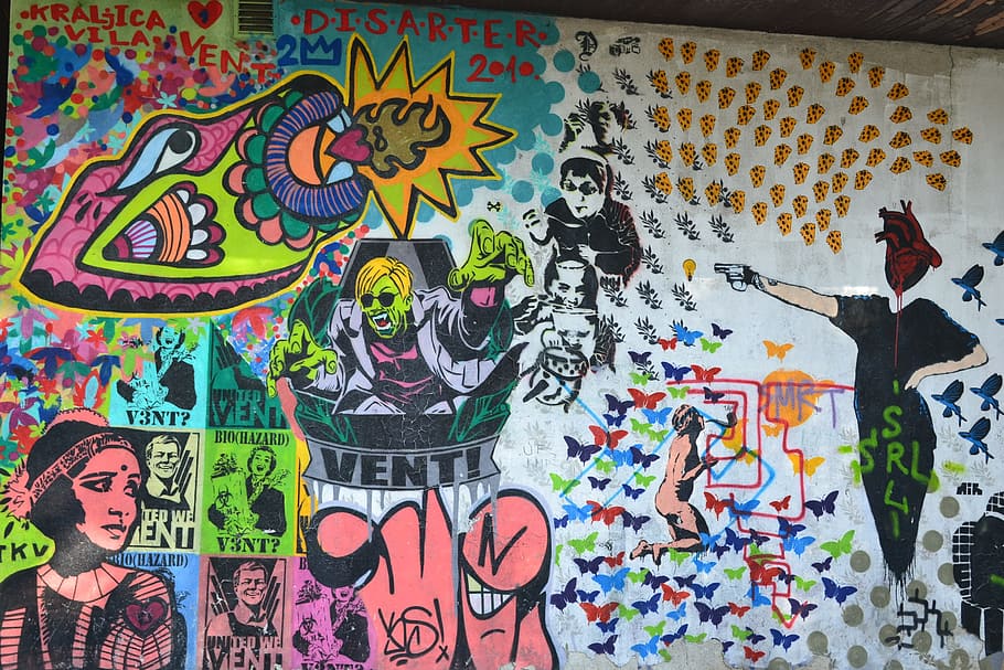 Graffiti, Vent, Grunge, Wall, urban, color, culture, spray, chaos, pistol