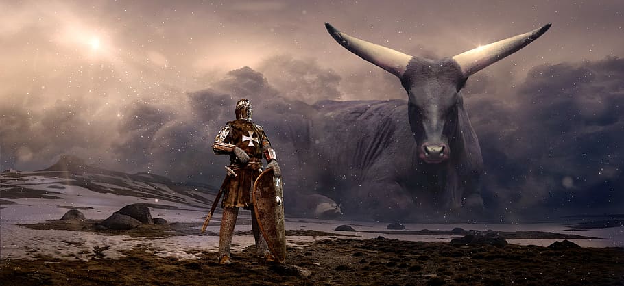 gladiator, holding, shield wallpaper, fantasy, knight, beef, clouds, mystical, shield, armor