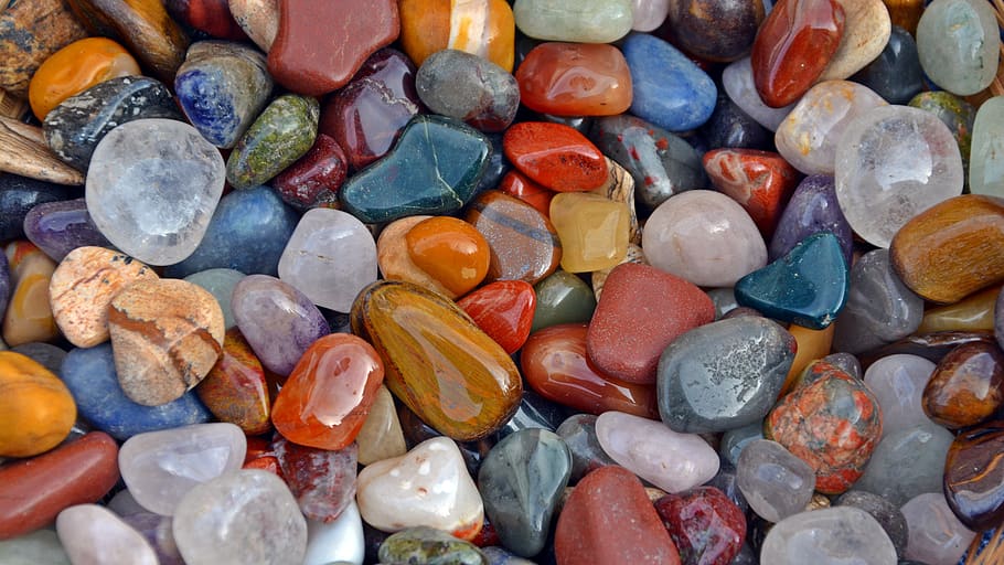 batu semi mulia, permata, mineral, batu, perhiasan, cerah, dekorasi, multi-warna, bingkai penuh, sekelompok besar objek
