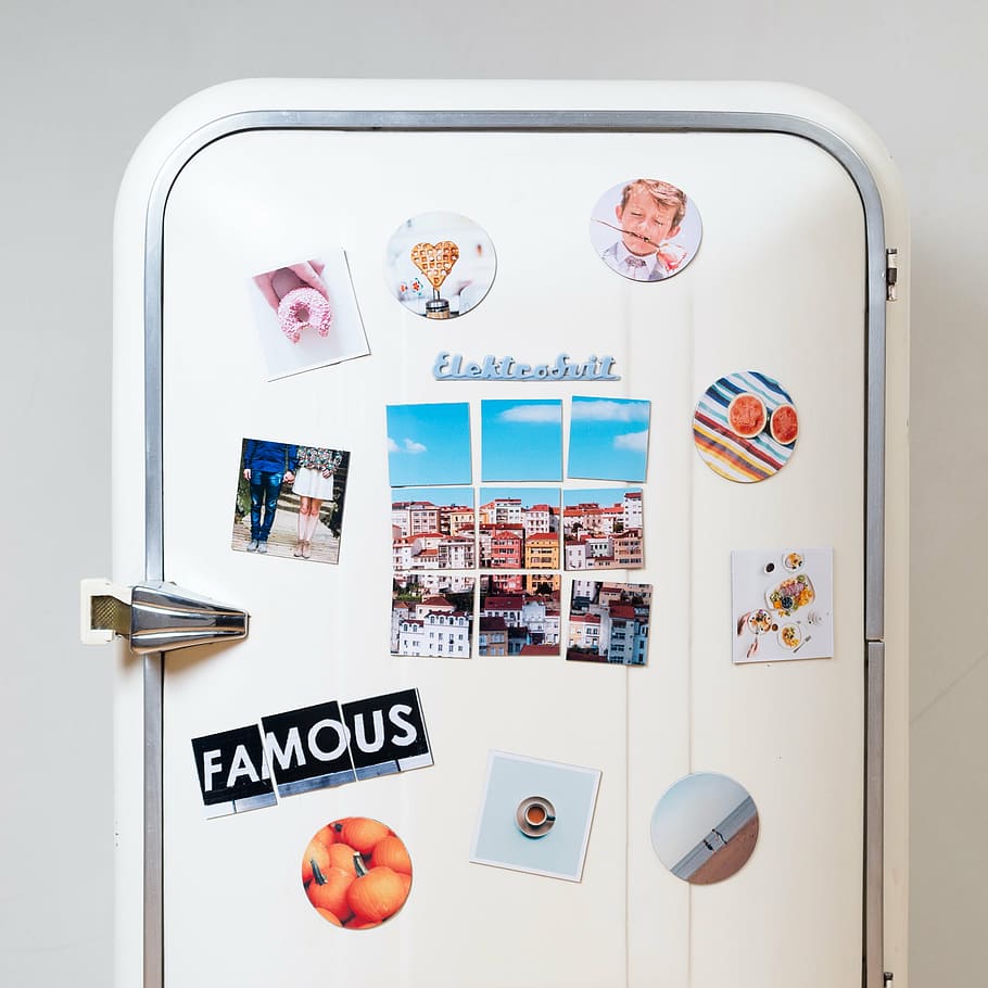 assorted, stickers, door, art, design, white, famous, photograph, communication, technology