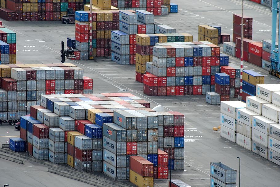 kontainer pengiriman, pelabuhan, pengiriman, kontainer, ekspor, kargo, bisnis, pemuatan, barang, kapal