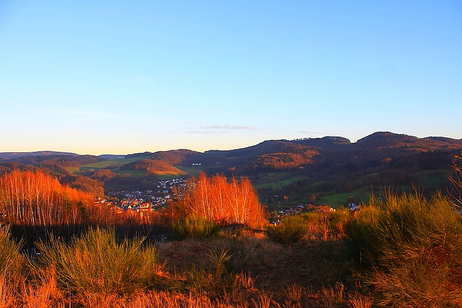 autumn, landscape, nature, color, forests, mountains, odenwald, hesse, sky, scenics - nature