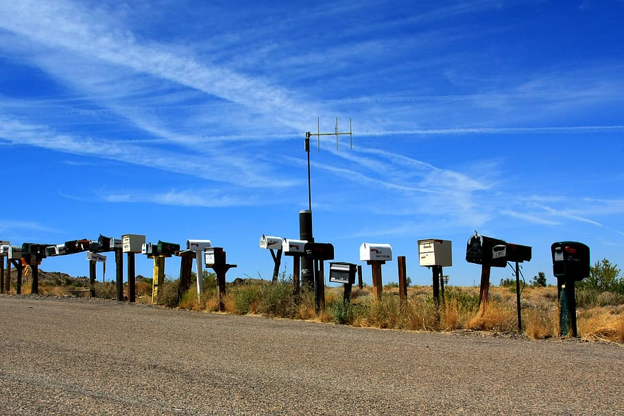 usa, road trip, highway, america, landscape, nature, road, mailbox, sky, fuel and power generation
