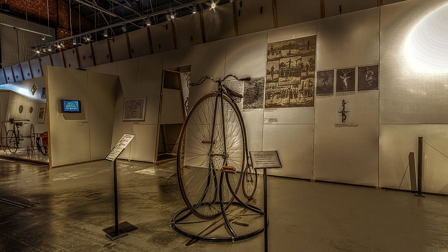 Penny Farthing, Technology, Hdr, historically, indoors, sport, illuminated, day, architecture, lighting equipment