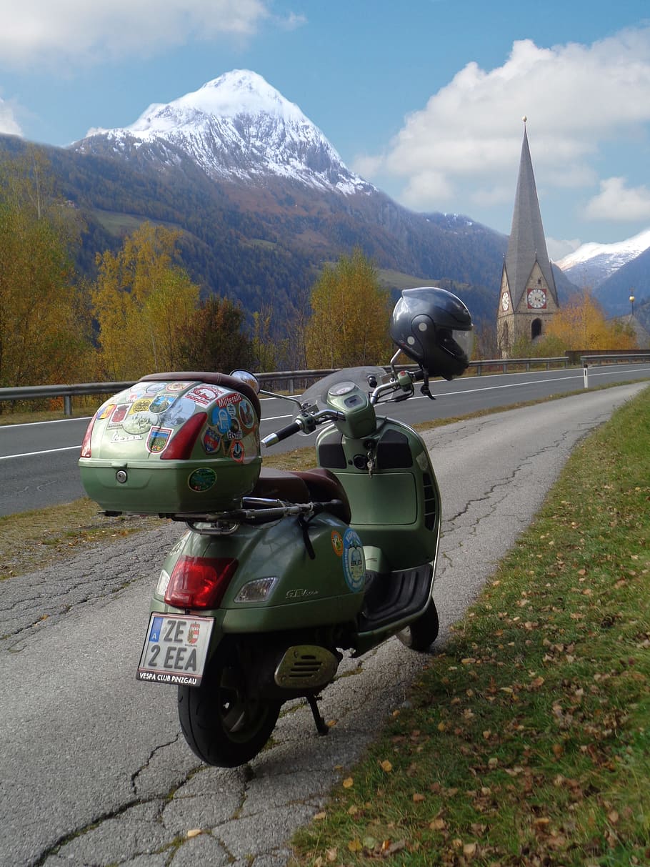 Roller, Vespa, Motor Scooter, Matrei, east tyrol, mountains, motorcycle, transportation, mode of Transport, outdoors