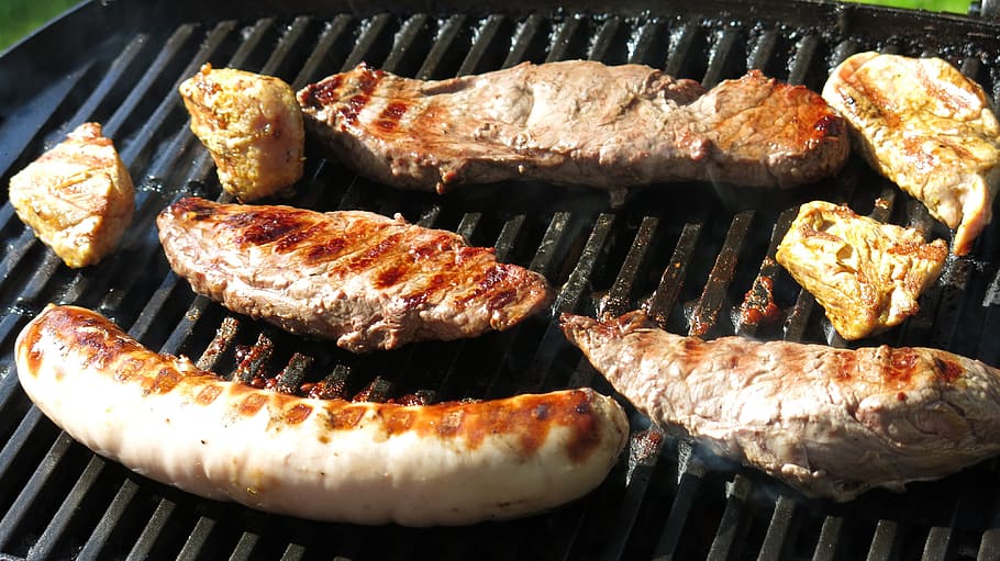 meats grilled, barbecue, bratwurst, grill, grilled meats, electric grill, sausage, food, barbecue grill, food and drink