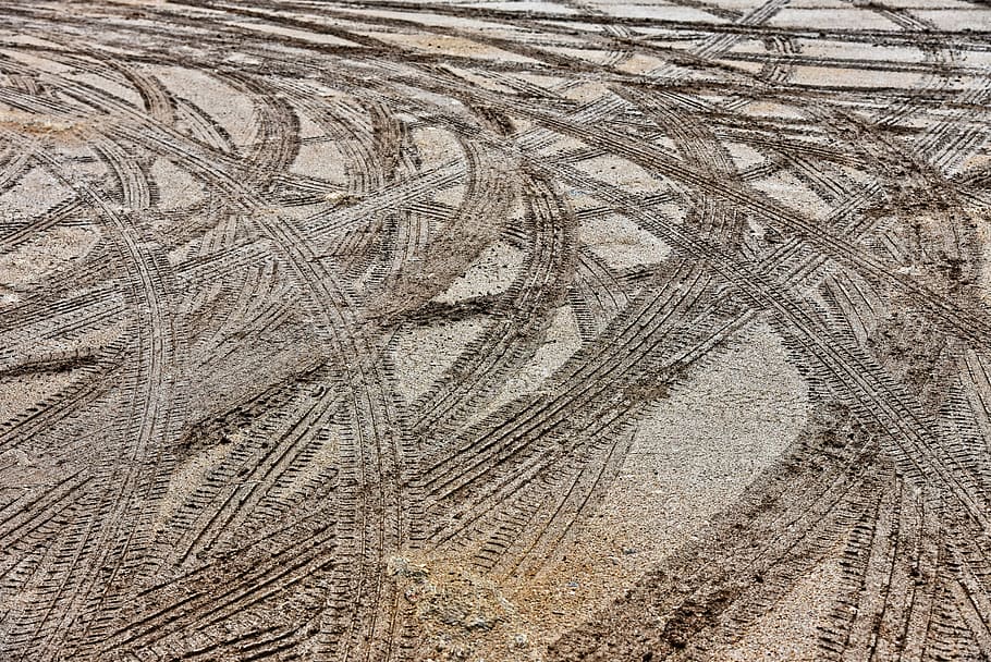 dirty road, tire tracks, profile, tire, car, soil, pattern, parking lot, surface, texture