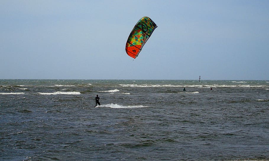 kite, surfing, sea, surfer, surf, water, board, fun, summer, boarding