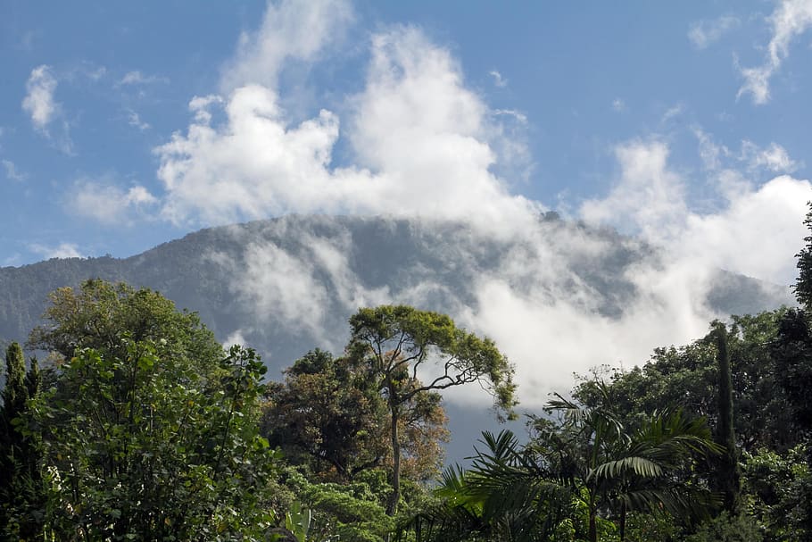 bali, mountain, clouds, indonesia, nature, holiday, travel, green, tree, plant