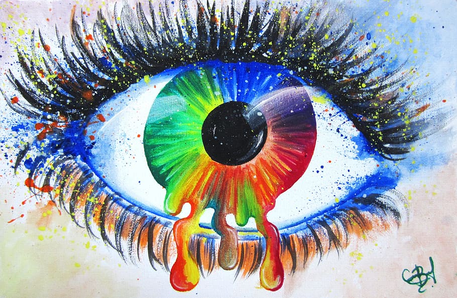 eye painting, painting, watercolour, eye, iris, surreal, artistic, paint, color, colorful