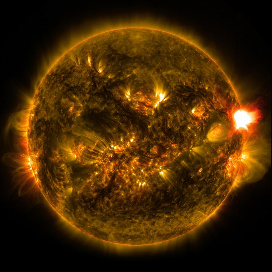 sun illustration, solar flare, x class, sun, eruption, energy, fireball, orange, sunlight, burning