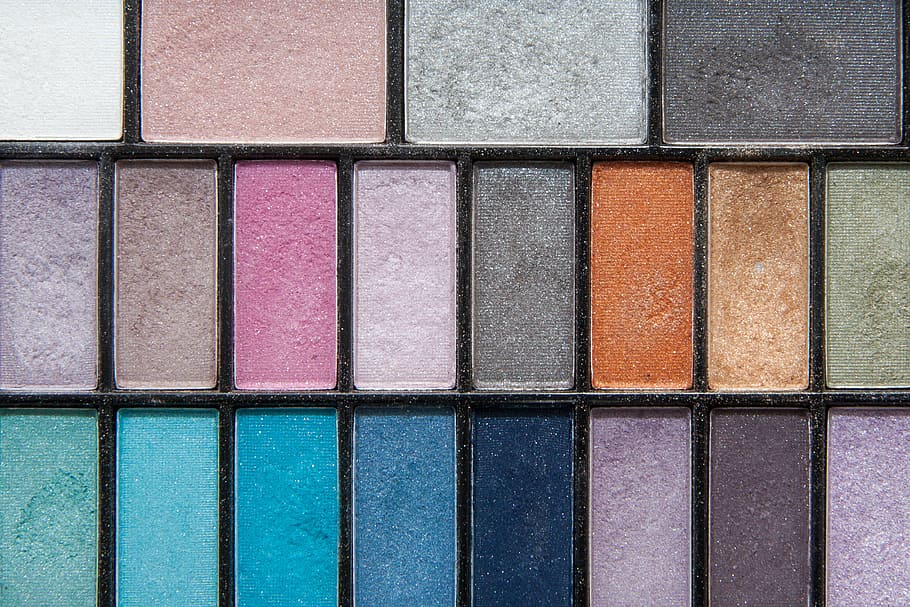 multicolored eyeshadow palette, eye shadow, structure, fund, color, cosmetics, talk, soft minerals, beauty, make up