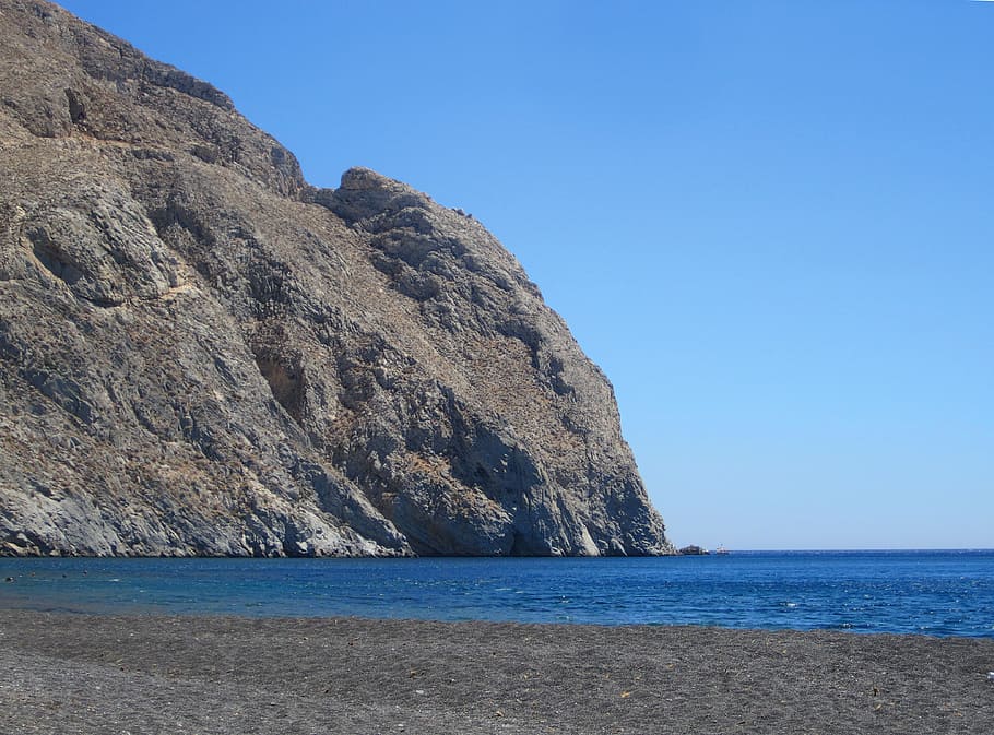 Isla, Santorini, Vacaciones, Playa, Mar, cielo, naturaleza, costa, azul, Mar Mediterráneo