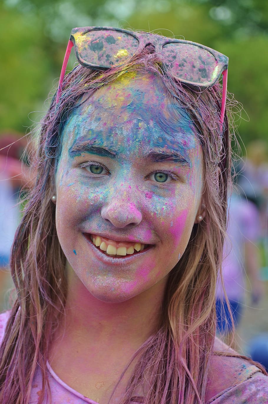 Girl, Colorful, Celebration, Run, funny, happy, party, festival, summer, running