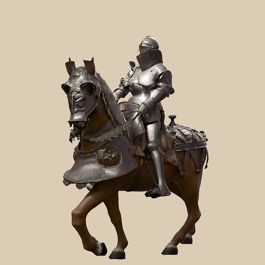 knight, riding, horse figurine, armour, horse, historic, museum, medieval, warrior, metal