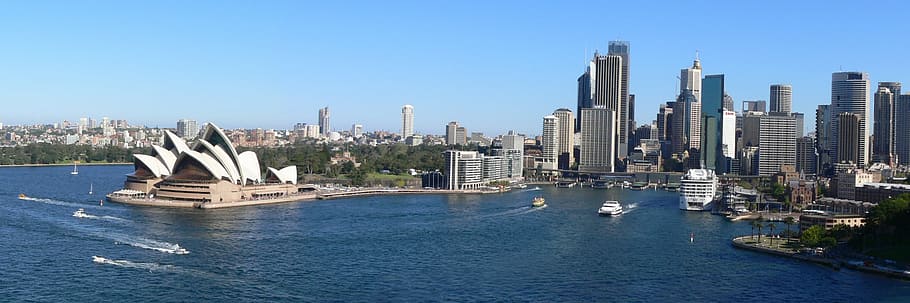 grande, casa de ópera, austrália, porto de sydney, arranha-céus, paisagem urbana, linha do horizonte, baía, urbano Skyline, arranha-céu