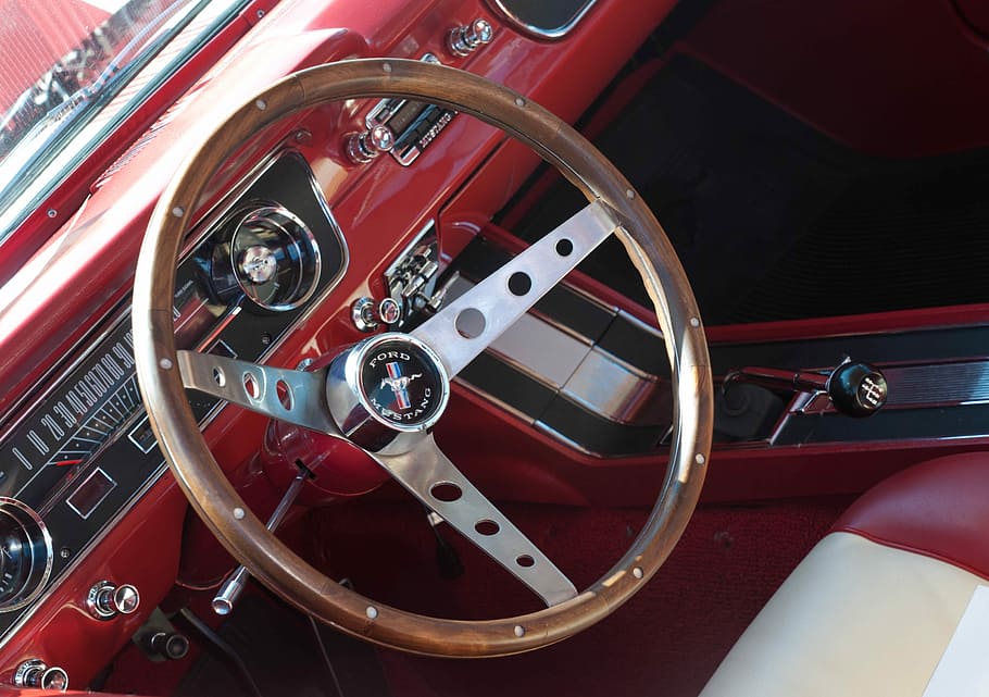 Mustang, Muscle Car, Automóvil, clásico, vintage, americano, 2 puertas, vado, engranaje, rueda