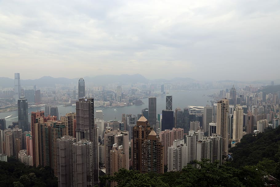 Incenso, Porto, Hong Kong, arranha-céu, arquitetura, paisagem urbana, cidade, exterior do edifício, estrutura construída, céu