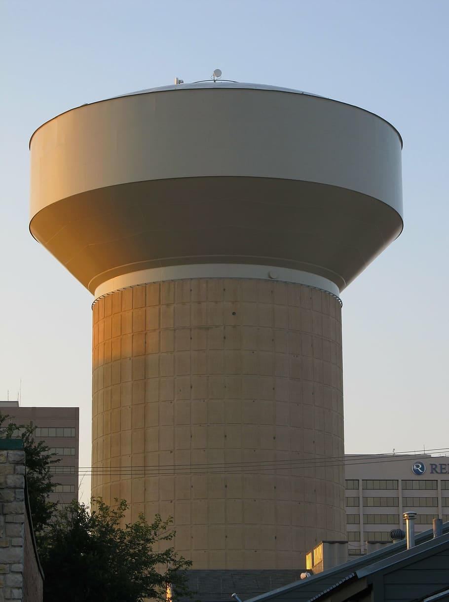 water tower, building, urban, dallas, texas, architecture, built Structure, sky, building exterior, water tower - storage tank