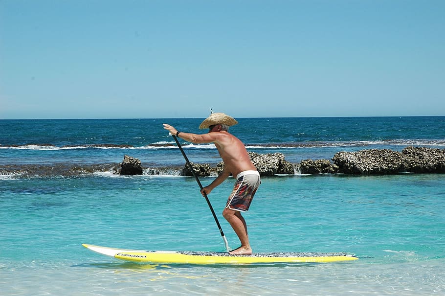 man surfing, Standup Paddle Boarding, Sup, Ocean, summer, paddle, sport, stand, standup, water