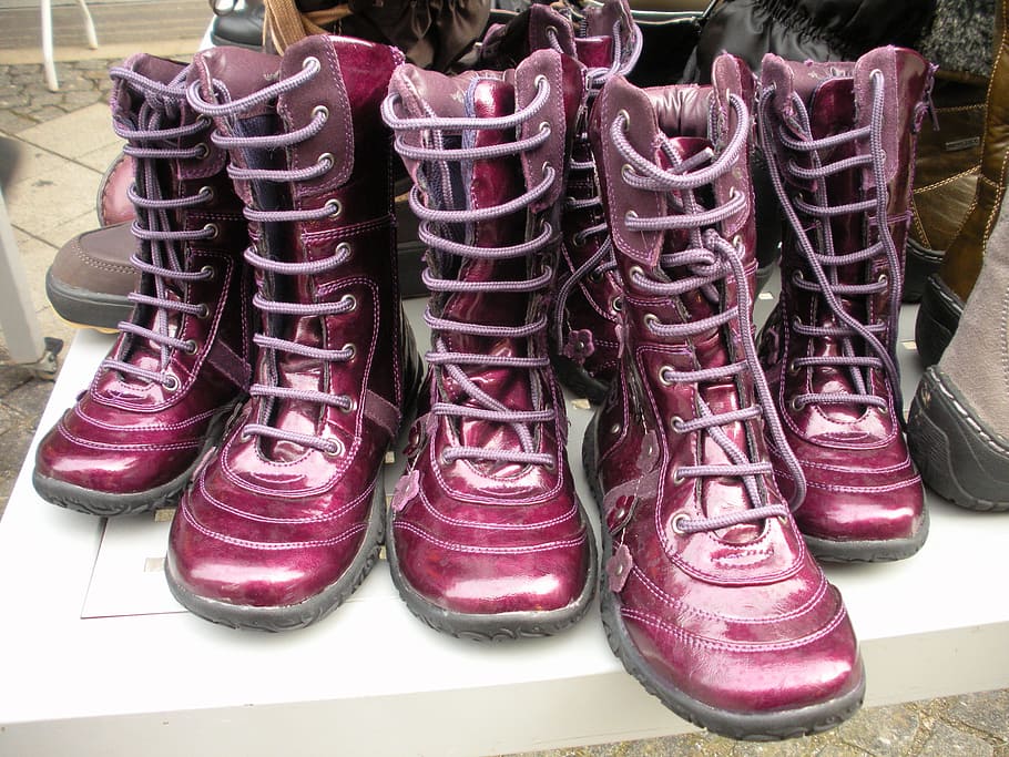 Boots, Ankle, Footwear, Warm, ankle boots, purple, mauve, comfortable, modern, in a row
