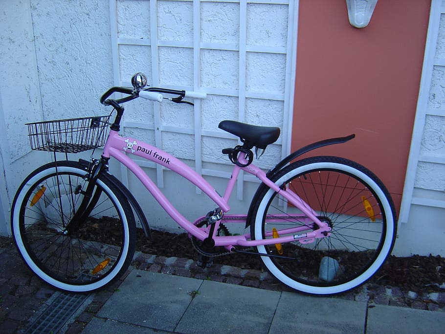 bicicleta rosa, bicicleta da menina, holanda, bicicleta da senhora, bicicleta, transporte, veículo terrestre, modo de transporte, cor rosa, estacionário