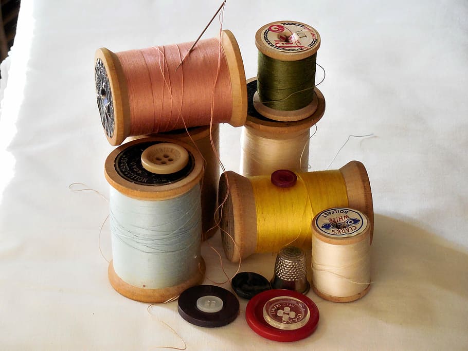 photography, assorted, treads, needle, white, textile, sewing, notions, fashion, thread