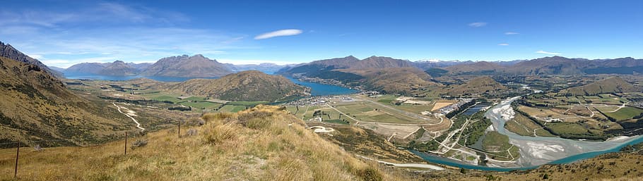 landscape photography, mountains, queenstown, lake wakatipu, southern alps, landscape, aerial, new zealand, south island, nz