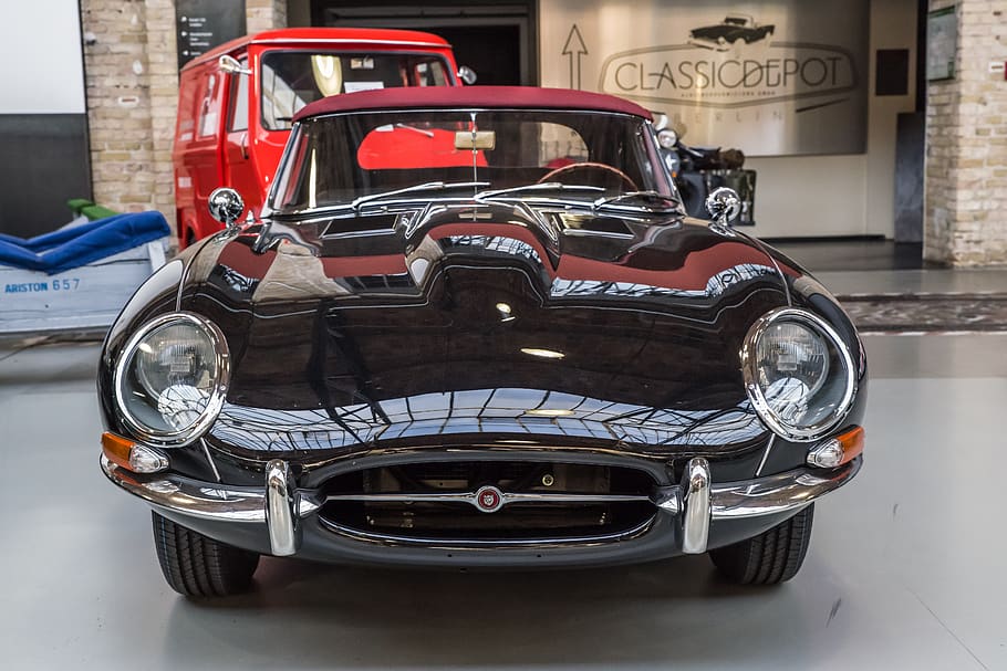 jaguar, e type, oldtimer, classic, sports car, chrome, automotive, shiny, design, style