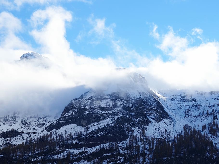 snow, coated, black, mountains photo, daytime, black mountains, mountain, winter, nature, landscape