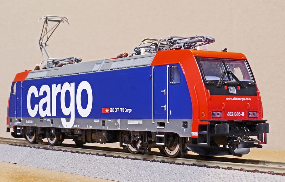 electric locomotive, model, scale h0, sbb-cargo, goods train locomotive, br482, br 482, sbb, cff, ffs