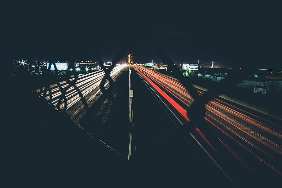 untitled, timelapse, photography, road, nigh, time, dark, night, street, highway