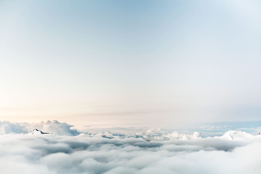 white clouds, clouds, mountain, peak, top, summit, high, view, panorama, cloudscape