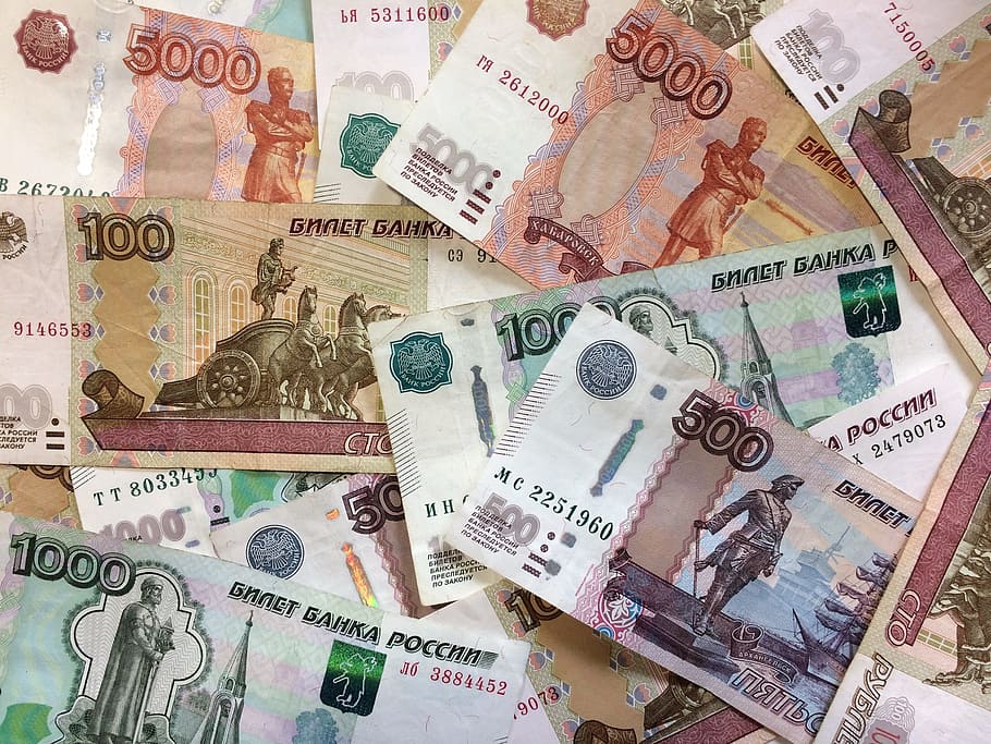 紙幣, ルーブル, お金, 手形, ロシア, 千ルーブル, 100ルーブル, 500ルーブル, 財政, 通貨